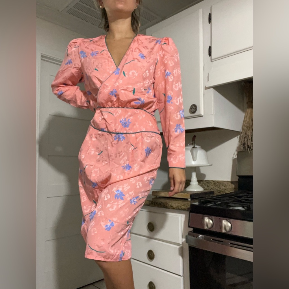 Vintage Flora Kung silk dress size 8🌷 - Picture 6 of 11